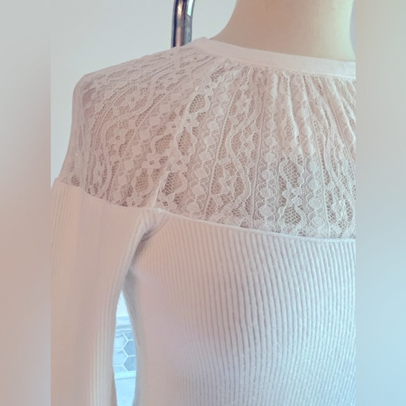 Express Lace Yock Ivory Midi Sweater Dress Sz M - Picture 3 of 10